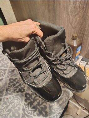 Jordan Men's Black Patent Leather High-Top Sneakers